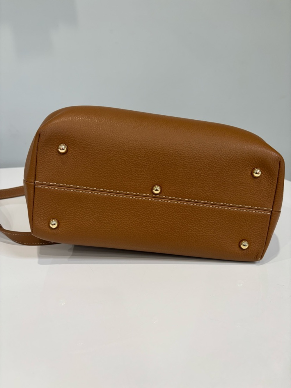 Polène Numéro Un Trio Carmel Structured Leather Bag Tan Top Handle Crossbody EUC - Picture 11 of 11
